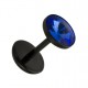 Fake-Plug Ohrringe Acryl Schwarz Zirkonia Dunkelblau