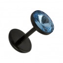 Fake-Plug Ohrringe Acryl Schwarz Zirkonia Türkis