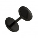Black Acrylic Fake Plug Earring Stud w/ Black Zirconia