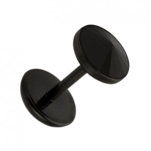 Fake-Plug Ohrringe Acryl Schwarz Zirkonia Schwarz