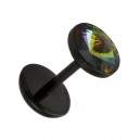 Fake-Plug Ohrringe Acryl Schwarz Zirkonia Dunkel Mehrfarbig