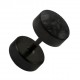 Oreille Faux Plug Acier 316L Anodisé Noir Disques & Cristal Noir