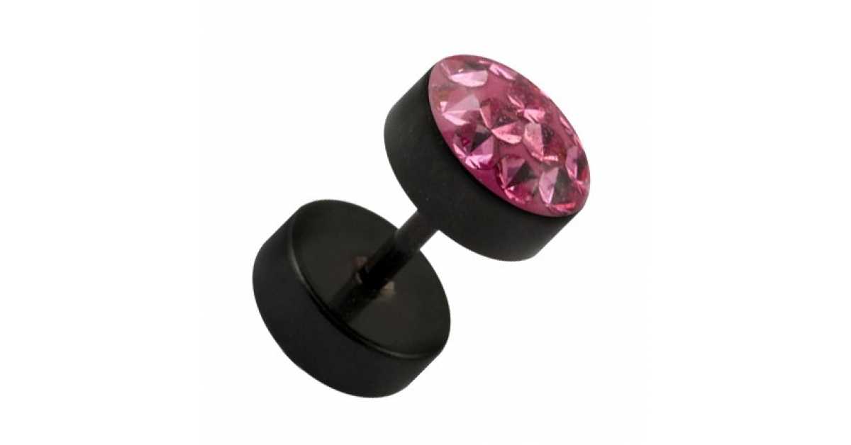 8mm Black Stainless Steel Fake Ear Plugs – Square Stud Screw On Pair