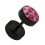 Black 316L Steel Earlobe Fake Plug w/ Discs & Pink Crystal