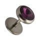 Purple Strass 8 mm Fake Plug Earring Stud Earlobe Ring