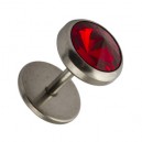 Fake-Plug Ohrringe Strassstein 8 mm Rot