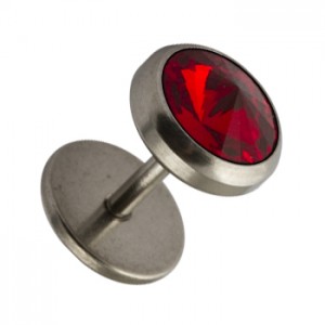 Faux Plug Oreille Strass 8 mm Rouge