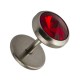 Fake-Plug Ohrringe Strassstein 8 mm Rot