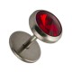 Red Strass 8 mm Fake Plug Earring Stud Earlobe Ring