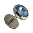 Turquoise Strass 8 mm Fake Plug Earring Stud Earlobe Ring