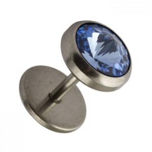 Fake-Plug Ohrringe Strassstein 8 mm Hellblau