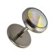 Fake-Plug Ohrringe Strassstein 8 mm Mehrfarbig Hell