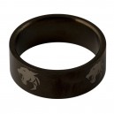 316L Steel Black Anodized Ring w/ Wolf Head Laser Engraving
