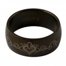 316L Steel Black Anodized Ring w/ Baroque Heart Laser Engraving