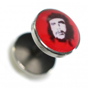 Fake Earlobe Plug Stud Earring in 316L Surgical Steel w/ Che Guevara Logo