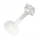 White Square Push-fit Bioflex Medusa Bar Stud Ring