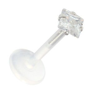 White Square Push-fit Bioflex Medusa Bar Stud Ring