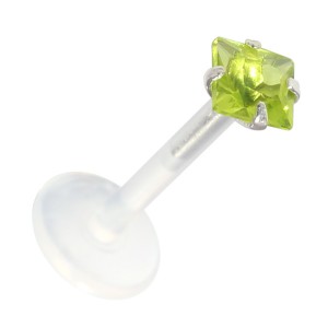 Green Square Push-fit Bioflex Medusa Bar Stud Ring