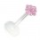 Pink Square Push-fit Bioflex Medusa Bar Stud Ring