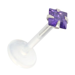 Piercing Medusa Stud Bioflex Push-Fit Cuadrado Púrpura