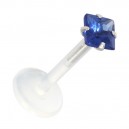 Piercing Medusa Stud Bioflex Push-Fit Carré Bleu