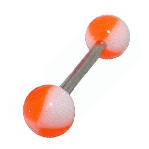 Piercing Langue Acrylique Ballon Plage 4 Quarts Orange / Blanc
