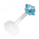 Piercing Medusa Stecker Bioflex Push-Fit Quadrat Türkis
