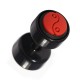 Black Fake Plug Stud Earlobe Piercing with Red Yin Yang Rubber Logo
