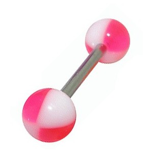 Pink / White 4 Quarts Beach Ball Acrylic Tongue Bar Ring