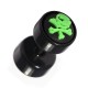 Oreille Faux Plug Noir Logo Caoutchouc Tête de Mort Vert
