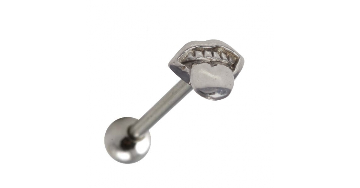 Silver tongue store piercing