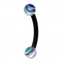 Green/Blue Vortex Bioflex/Bioplast Eyebrow Curved Bar Ring