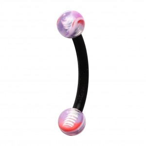 Pink/Purple Vortex Bioflex/Bioplast Eyebrow Curved Bar Ring