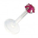 Medusa-Piercing Stecker Bioflex Push-Fit Stern Dunkelrosa