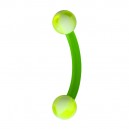 Green Checkered Strips Eyebrow Curved Bar Bioflex/Bioplast Ring w/ Balls