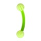 Green Bicolor Eyebrow Curved Bar Bioflex/Bioplast Ring w/ Balls