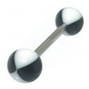 Black / White 4 Quarts Beach Ball Acrylic Tongue Bar Ring