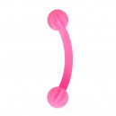Pink Bicolor Eyebrow Curved Bar Bioflex/Bioplast Ring w/ Balls