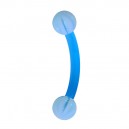 Light Blue Bicolor Eyebrow Curved Bar Bioflex/Bioplast Ring w/ Balls