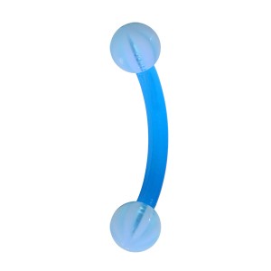 Light Blue Bicolor Eyebrow Curved Bar Bioflex/Bioplast Ring w/ Balls