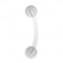 White Bicolor Eyebrow Curved Bar Bioflex/Bioplast Ring w/ Balls
