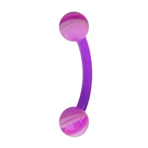Piercing Ceja Bioflex / Bioplast Veteado Púrpura Bolas
