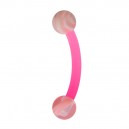 Pink Marbled Eyebrow Curved Bar Bioflex/Bioplast Ring w/ Balls