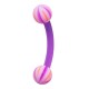 Orange/Purple Beach Ball Eyebrow Curved Bar Bioflex/Bioplast Ring w/ Balls