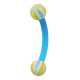 Yellow/Blue Beach Ball Eyebrow Curved Bar Bioflex/Bioplast Ring w/ Balls
