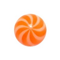 White/Orange Twisted Acrylic UV Piercing Only Ball