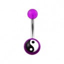 Piercing Ombligo Acrílico Transparente Púrpura Yin y Yang