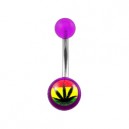 Nombril Acrylique Transparent Violet Cannabis
