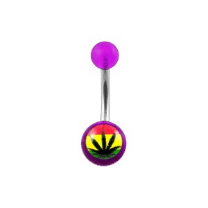 Piercing Nombril Acrylique Transparent Violet Cannabis