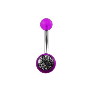 Transparent Purple Acrylic Belly Bar Navel Button Ring w/ Spiral